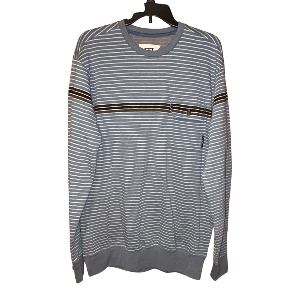 Vissla Striped Mens Long Sleeve Top Crewneck Large Cotton Surf Skate